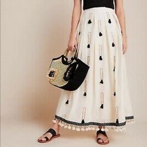 Anthropologie Marlee Tasseled Maxi Skirt